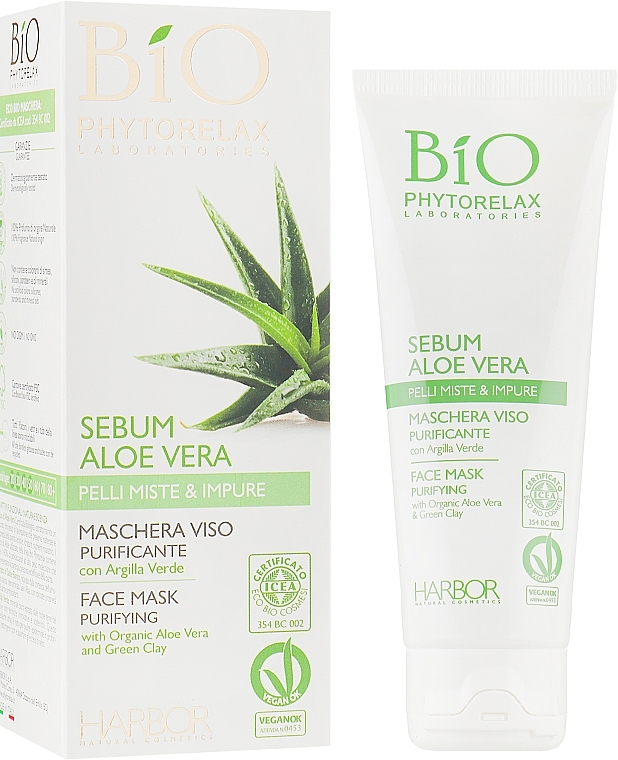 Face Mask - Phytorelax Laboratories Bio Phytorelax Sebum Aloe Vera Face Mask — photo N1