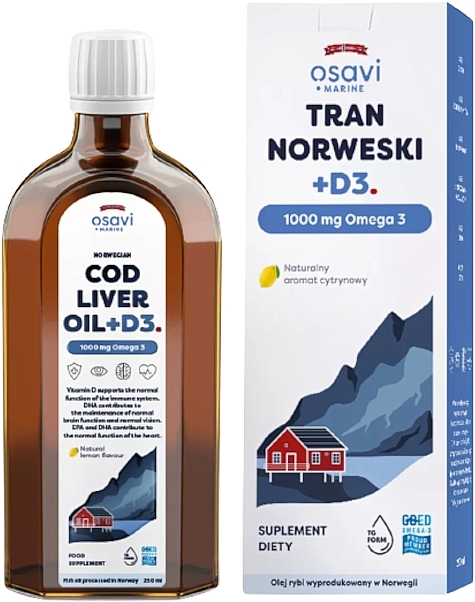 Vitamin D3 Cod Liver Oil Dietary Supplement - Osavi Cod Liver Oil + D3 1000 Mg Omega 3 — photo N1