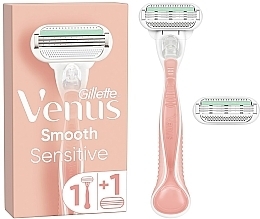 Pink Shaving Machine + 1 replaceable cassette - Gillette Venus Smooth Sensitive — photo N1