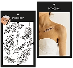 Temporary Tattoo "Peonies with Branches" - Tattooshka — photo N1