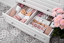 Storage Organiser with 6 Compartments 'Home', white 30x30x10 cm - MAKEUP Drawer Underwear Organizer White — photo N9