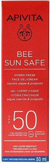 Seaweed & Propolis Face Sun Gel-Cream - Apivita Bee Sun Safe Hydra Fresh Face Gel-Cream SPF50 — photo N8