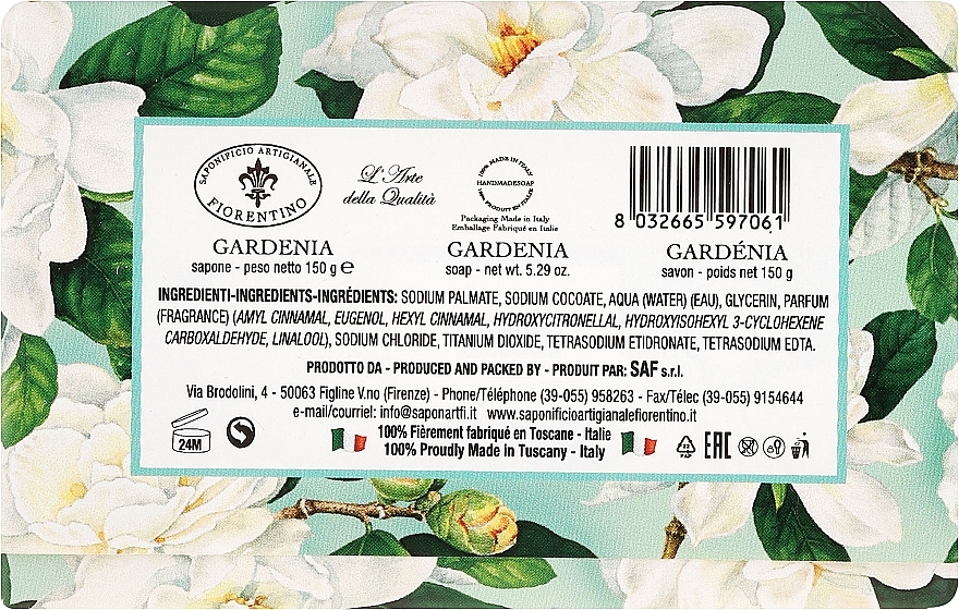 Natural Soap "Gardenia" - Saponificio Artigianale Fiorentino Masaccio Gardenia Soap — photo N7