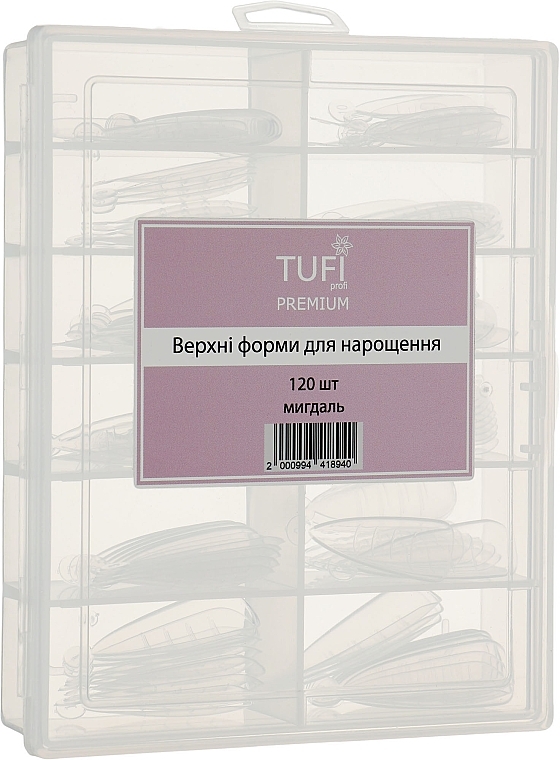 Nail Extension Top Forms, almond, 120 pcs - Tufi Profi Premium — photo N1
