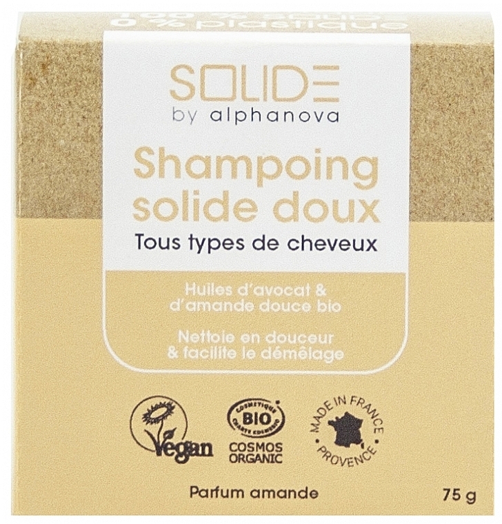 Almond Shampoo Bar - Alphanova Solide Gentle Solid Shampoo Almond Perfume Organic — photo N3