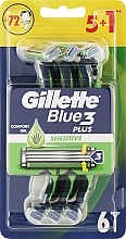 Fragrances, Perfumes, Cosmetics Disposable Shaving Razor Set, 6 pcs - Gillette Blue 3 Sensitive