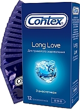 Fragrances, Perfumes, Cosmetics Latex Condoms with Anesthetic Silicone Lubricant, 12 pcs - Contex Long Love