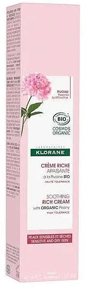 Peony Face Cream for Sensitive & Dry Skin - Klorane Peony Rich Soothing Cream — photo N1