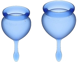 Drop-Tail Menstrual Cup Set, dark blue - Satisfyer Feel Good Menstrual Cup Dark Blue — photo N1