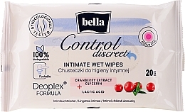 Fragrances, Perfumes, Cosmetics Intimate Hygiene Wet Wipes, 20 pcs. - Bella Control Discreet intimate Wet Wipes