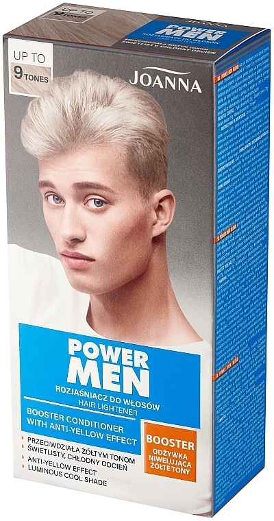 Hair Lightener, up to 9 tones - Joanna Power Men Hair Lightener Booster Conditioner With Anti-Yellow Effect — photo N2