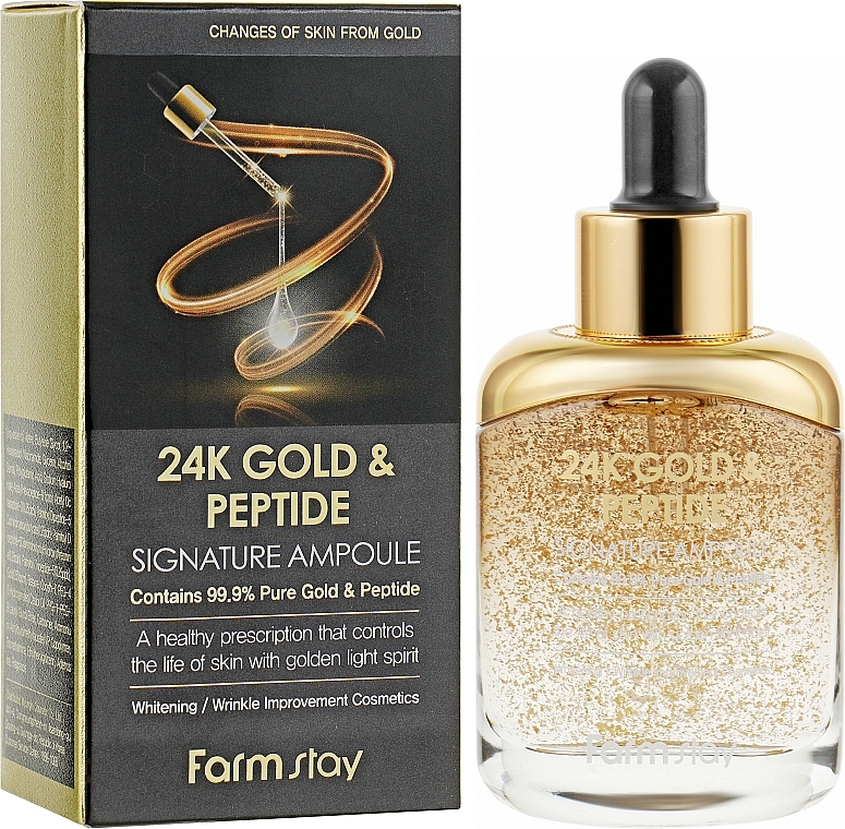 Ampoule Face Serum - FarmStay 24K Gold and Peptide Signature Ampoule — photo N2