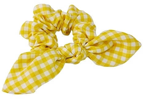 Scrunchie, checkered yellow with bow - Lolita Accessories — photo N1