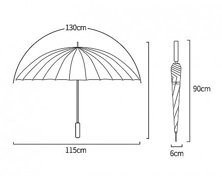 Cane Umbrella, grey PAR11SZ - Ecarla — photo N3