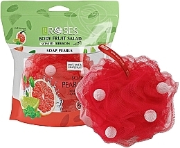 Aromatic Bath Sponge with Soap Pearls "Mint, Lime & Grapefruit" - Nature of Agiva Roses Body Fruit Salad Soap Pearls — photo N2