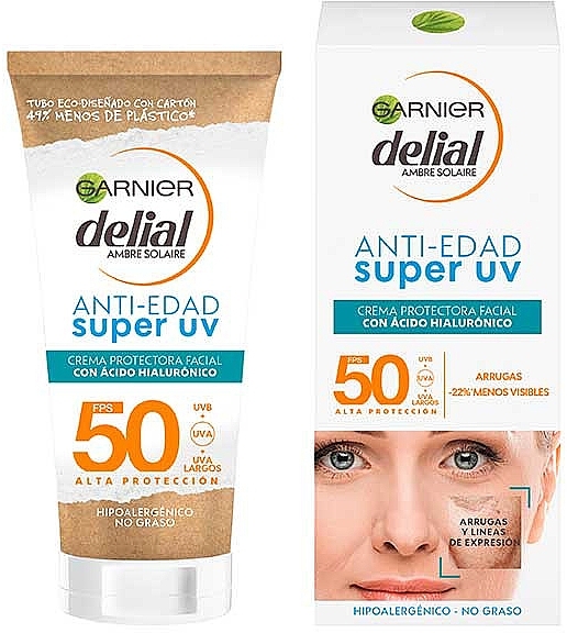 Facial Sunscreen - Garnier Delial Anti Aging Super UV Facial Protective Cream Spf50 — photo N2