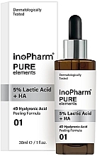 Fragrances, Perfumes, Cosmetics Exfoliating Face Peeling with 5% Lactic and Hyaluronic Acids - InoPharm Pure Elements 5% Lactic Acid + HA Peeling