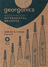 Interdental Brushes 0.5 mm - Georganics Beechwood Interdental 6 Brushes ISO 2 (0.5mm) — photo N1
