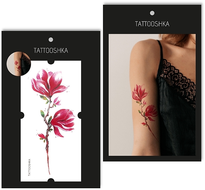 Temporary Tattoo "Watercolor Magnolia" - Tattooshka — photo N14