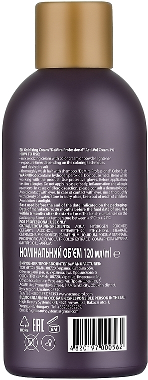 Oxidizing Emulsion 3% - Demira Professional Acti-Vol Cream — photo N3