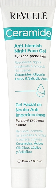 Acne-Prone Skin Night Gel - Revuele Ceramide Anti-Blemish Night Face Gel For Acne-Prone Skin — photo N1