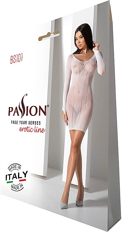 Erotic Bodysuit BS101, white - Passion Bodystocking — photo N1