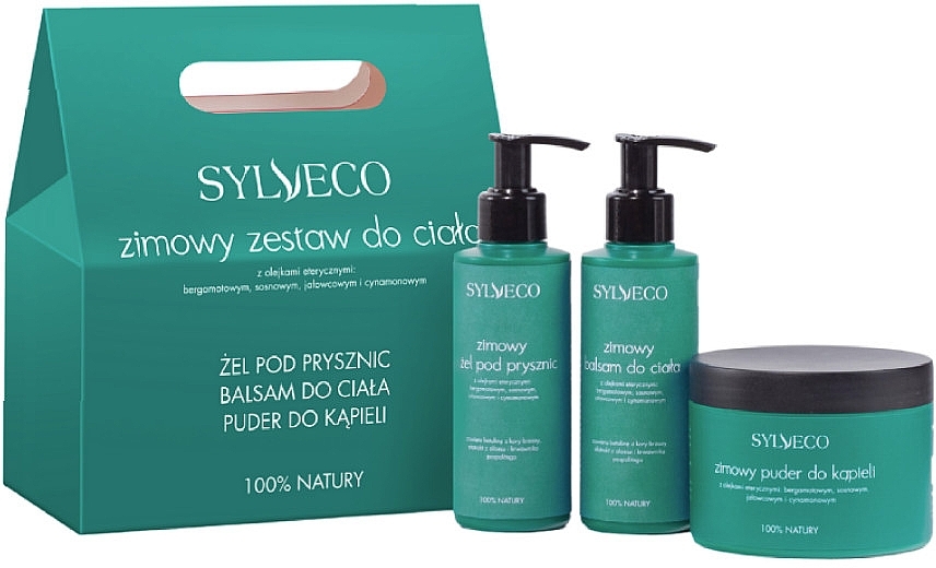 Winter Set, green - Sylveco (bath/powder/100g + sh/gel/150ml + balm/150ml) — photo N1