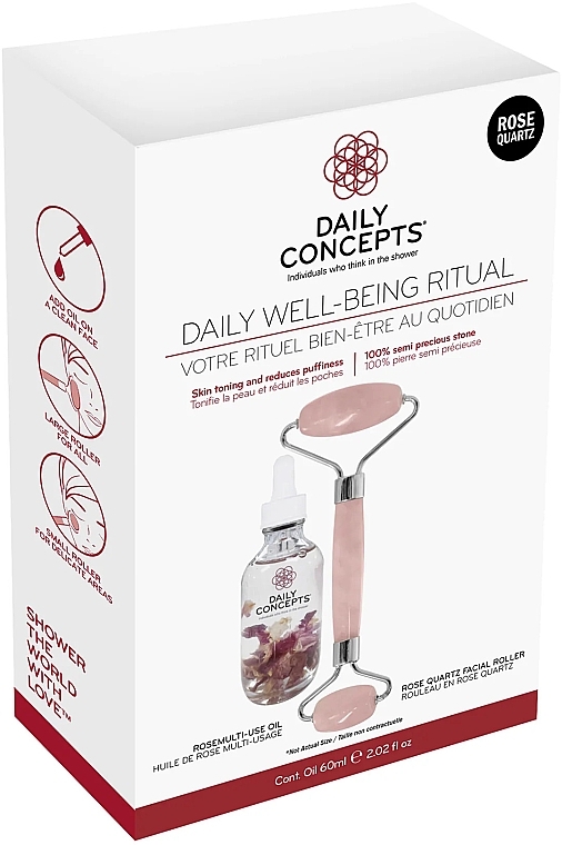 Set - Daily Concepts Daily Well Being Ritual Rose Quartz (roller/1pcs + f/oil/60ml) — photo N1