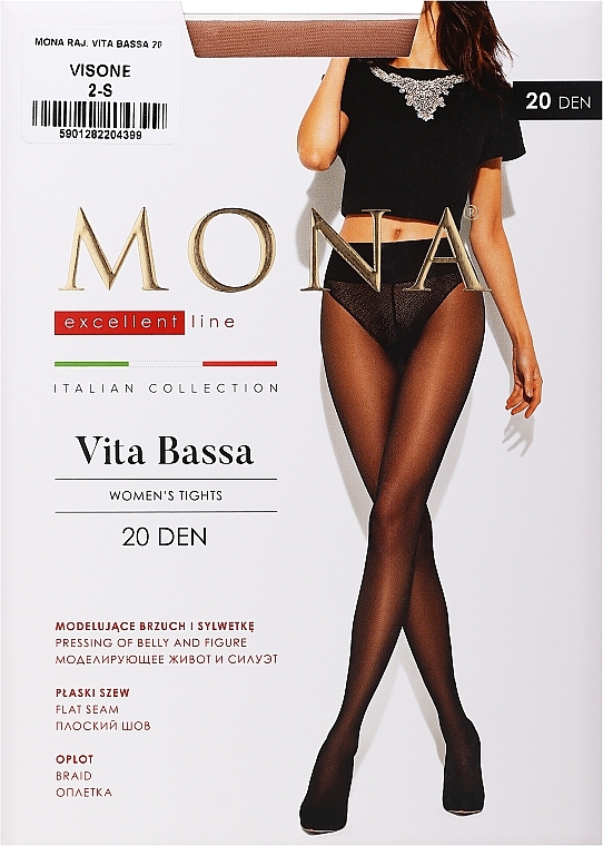 Vita Bassa Low Rise Tights, 20 Den, visone - MONA — photo N1