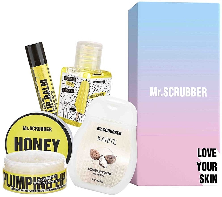 Set - Mr.Scrubber Sweet Honey (lip/balm/5g + lip/scrub/50ml + h/cr/50ml + sanitizer/30ml) — photo N2