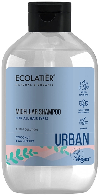 Micellar Shampoo for All Hair Types "Coconut & Mulberry" - Ecolatier Urban Micellar Shampoo — photo N1