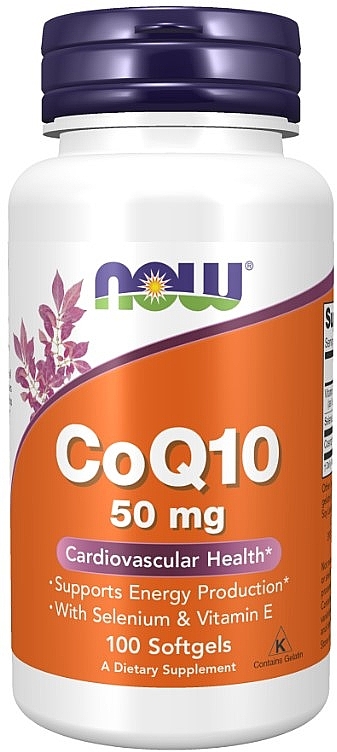 Coenzyme Q10, 50 mg, 100 softgels - Now Foods CoQ10 With Selenium & Vitamin E — photo N1