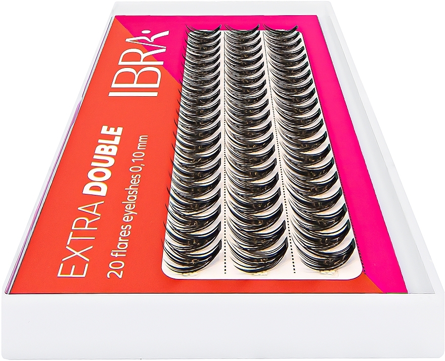 Individual Lashes, C 0,1 mm, 8 mm - Ibra Extra Double 20 Flares Eyelash C 8 mm  — photo N11