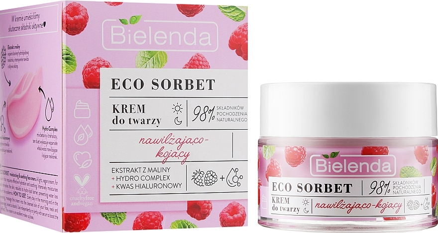 Raspberry Face Cream - Bielenda Eco Sorbet Moisturizing & Soothing Face Cream — photo N1