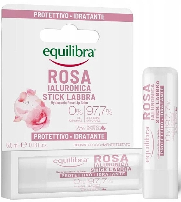 Rose Lip Balm with Hyaluronic Acid - Equilibra Hyaluronic Rose Lip Balm — photo N1