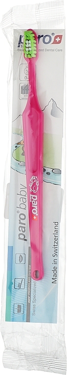 Kids Toothbrush, 0-4 years, pink (polyethylene pack) - Paro Swiss Baby Brush — photo N1