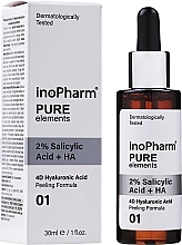 Fragrances, Perfumes, Cosmetics Face Peeling with 2% Salicylic and Hyaluronic Acids - InoPharm Pure Elements 2% Salicylic Acid + HA Peeling