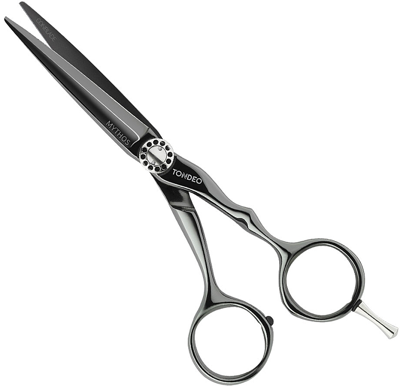 Hairdressing Scissors, straight, 90018, black - Tondeo Premium Line Mythos Black Offset 5.5" Conblade — photo N1