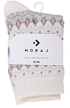 Warm Woolen Socks, CSW800-003, beige with ornaments - Moraj — photo N2