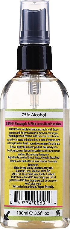 Pineapple & Pink Lotus Hand Sanitizer - Royal Botanic Gardens Kew Pineapple and Pink Lotus Hand Sanitiser — photo N2