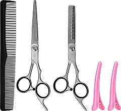 Set - Lewer (scissors/2pcs + hairclip/2pcs + brush + case) — photo N1