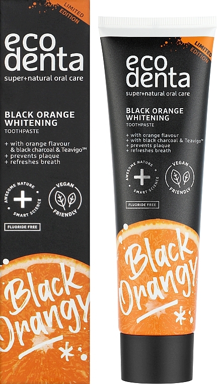 Whitening Charcoal Toothpaste with Orange Flavor, fluoride-free - Ecodenta Black Orange Whitening Toothpaste — photo N2