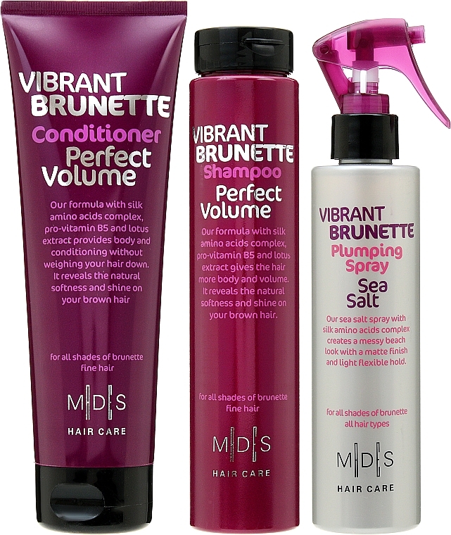 Set "Perfect Volume. Burning Brunette" - Mades Cosmetics (sham/250ml + cond/250ml + spray/200ml) — photo N2