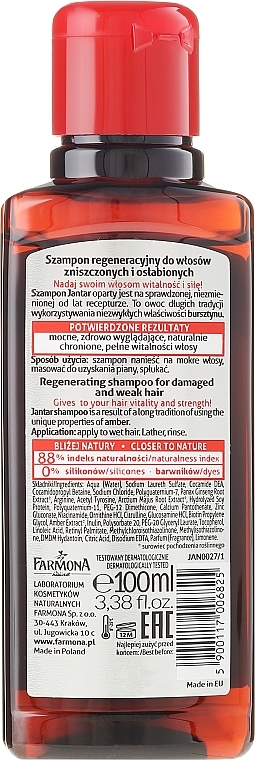 Amber Extract Protecting & Moisturizing Shampoo - Farmona Jantar Shampoo — photo N2