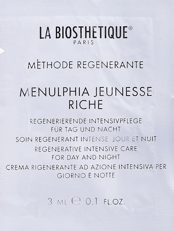 Rich Intensive Regenerating Cream - La Biosthetique Methode Regenerante Menulphia Jeunesse Riche (sample) — photo N1