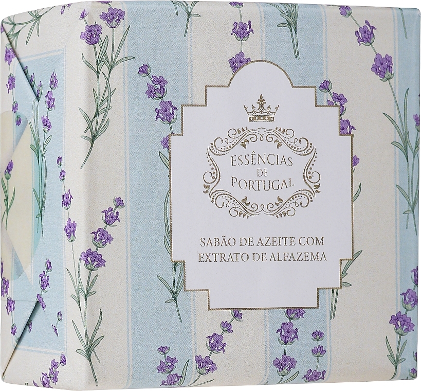 Olive Oil & Lavender Extract Soap, striped box with flowers - Essencias De Portugal Olive Oil Lavender Hand Soap — photo N1