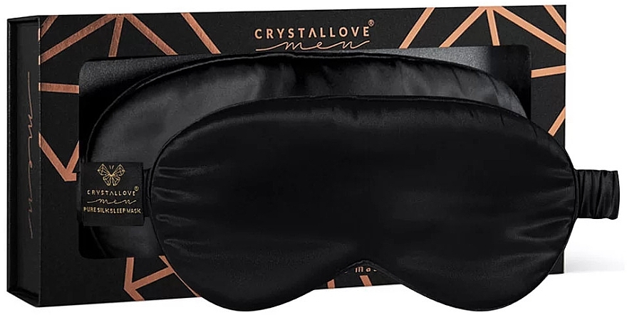 Silk Eye Mask, black - Crystallove Men Silk Eye Mask Black — photo N1