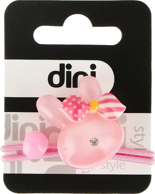 Bunny Hair Tie, pink, d-050 - Dini Kids — photo N1