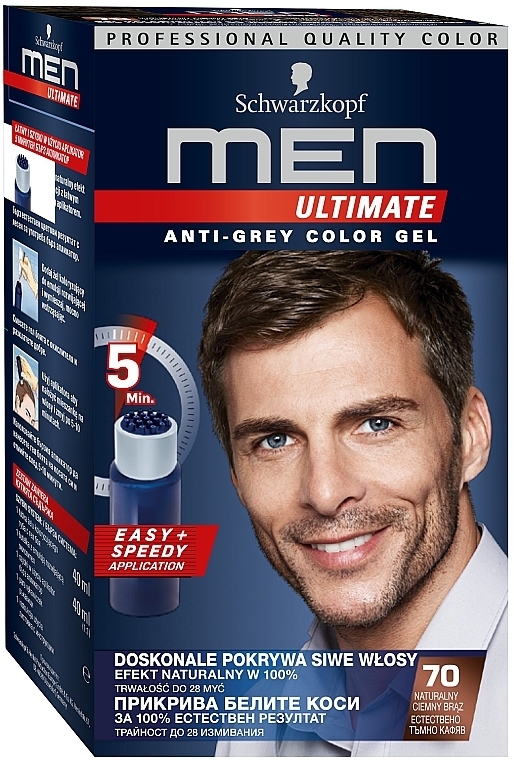 Men Gel Color for Gray Hair - Schwarzkopf Men Ultimate Anti Grey Colour Gel — photo N1
