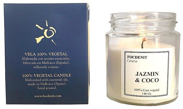 Scented Candle in Glass - Focdenit 100% Vegetal Candle Jazmin & Coco — photo N1